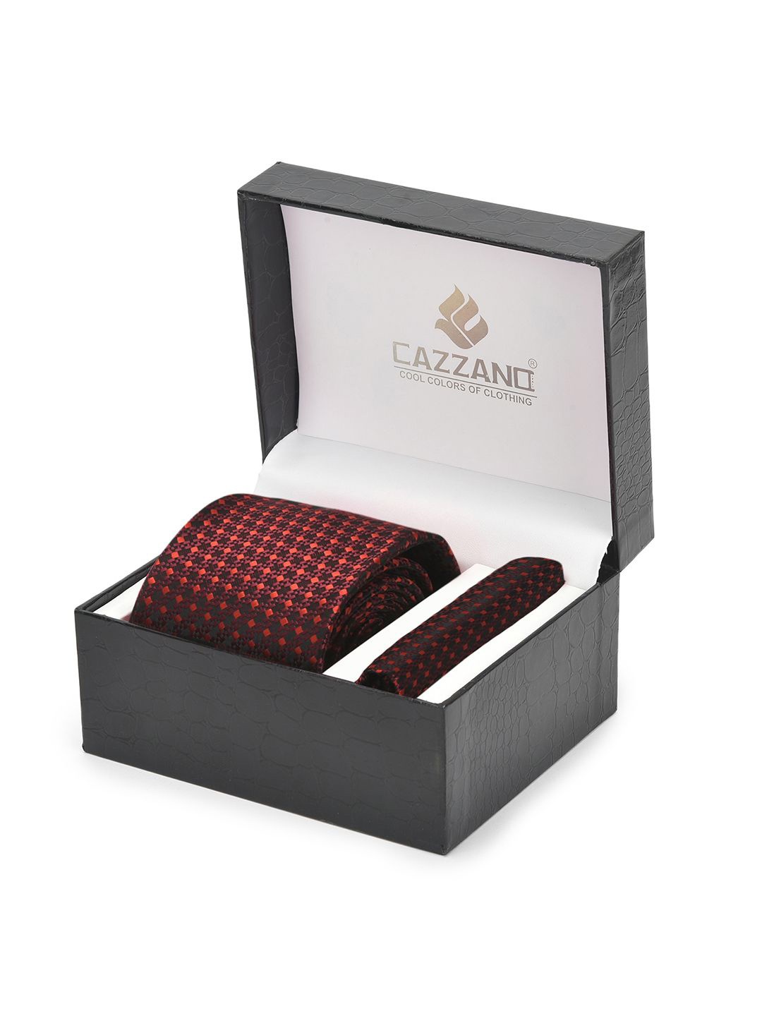 

Cazzano Men Accessory Gift Set Of Tie & Pocket Square, Maroon