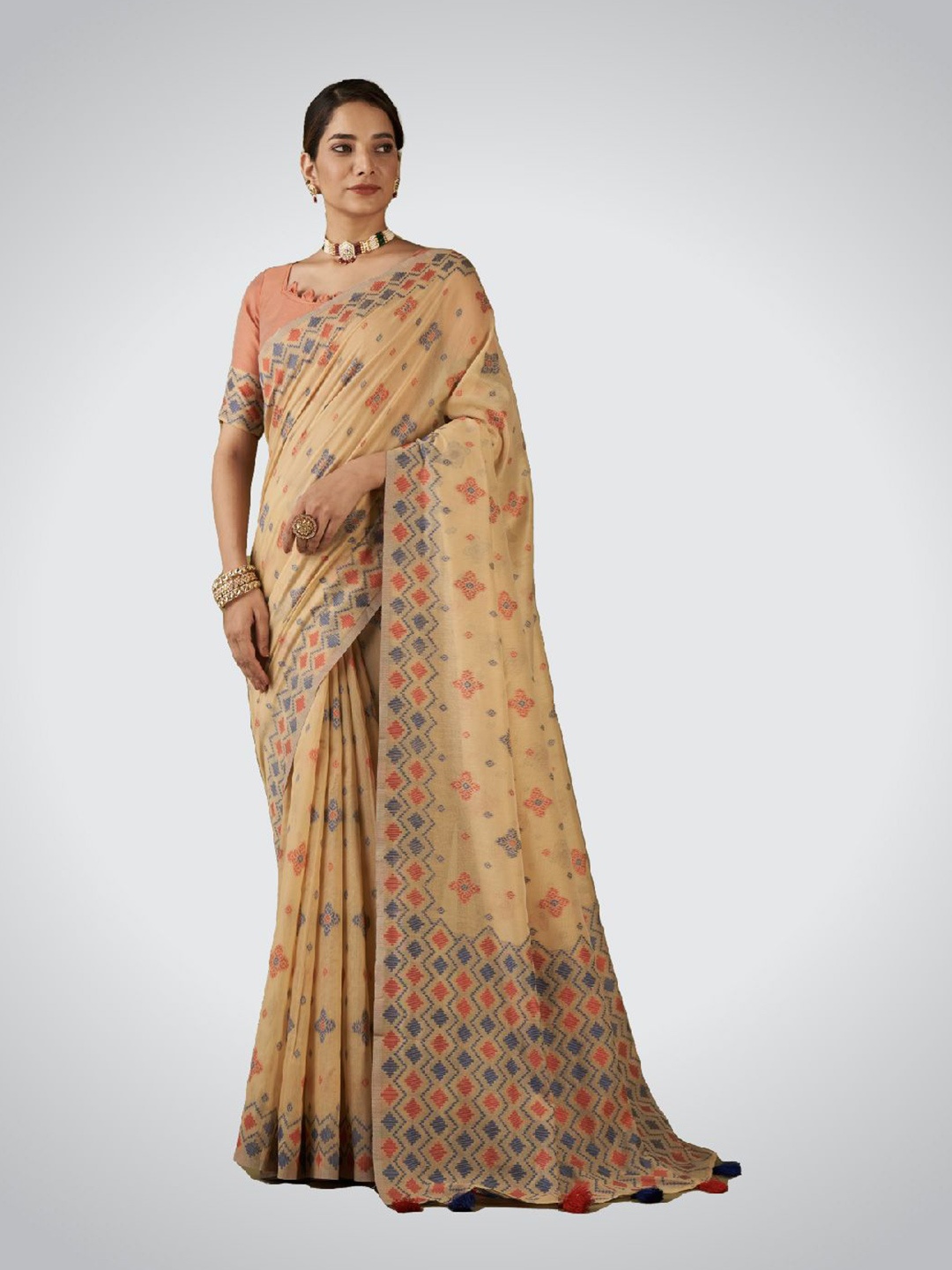 

SARHA Zari Pure Cotton Saree, Beige