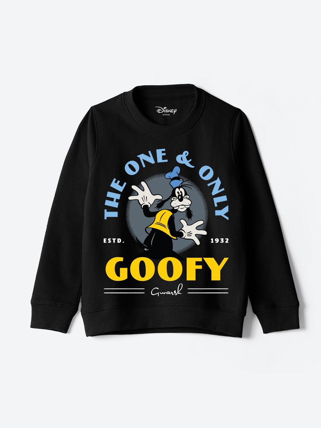 

YK Disney Boys Graphic Printed Round Neck Cotton Pullover Sweatshirt, Black