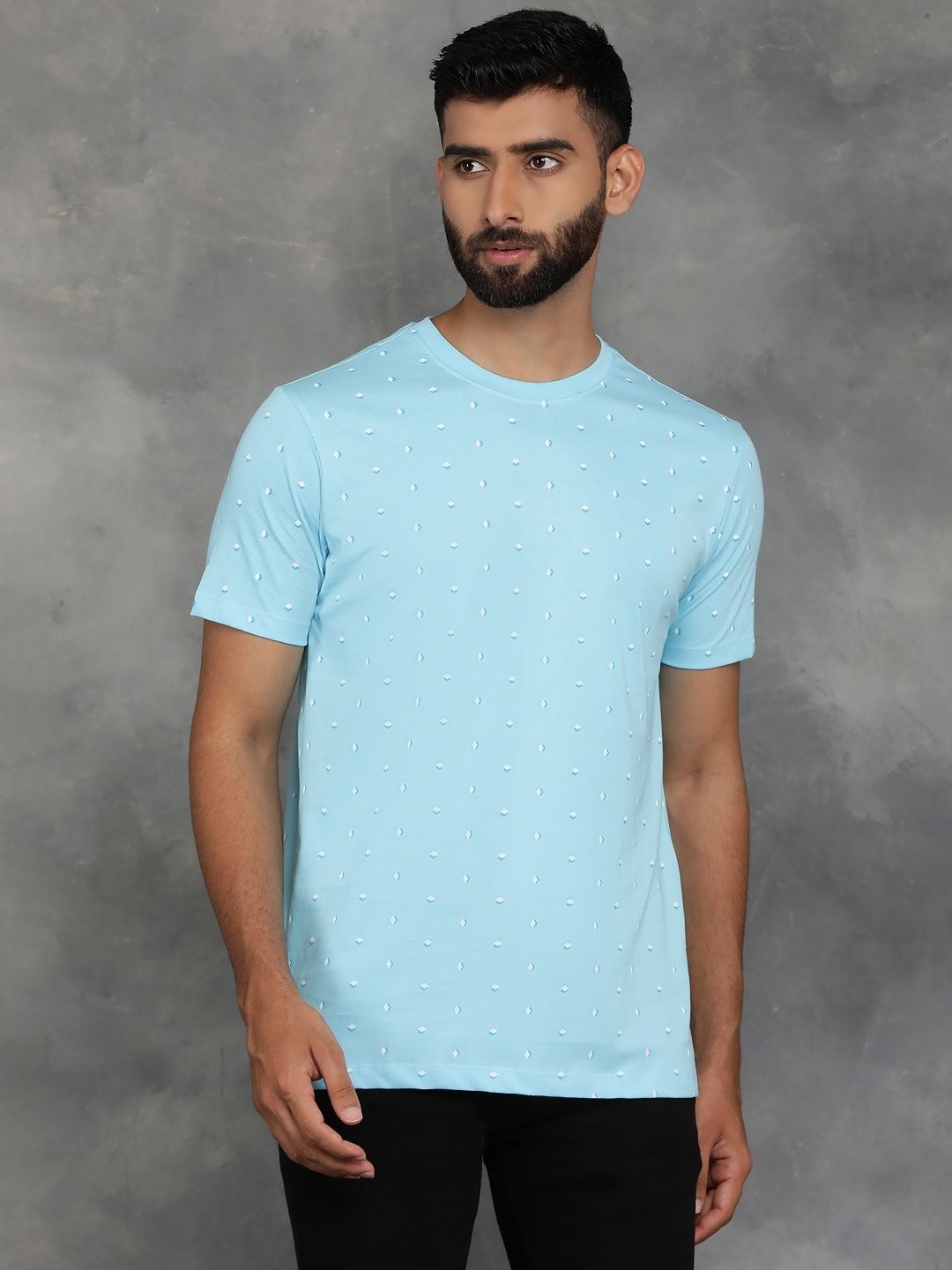 

Greenfibre Men Conversational Printed Round Neck Pure Cotton Slim Fit T-shirt, Blue