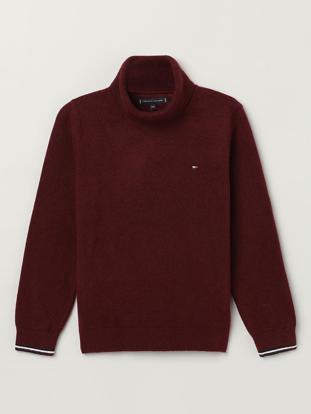 

Tommy Hilfiger Boys Turtle Neck Cotton Pullover, Maroon