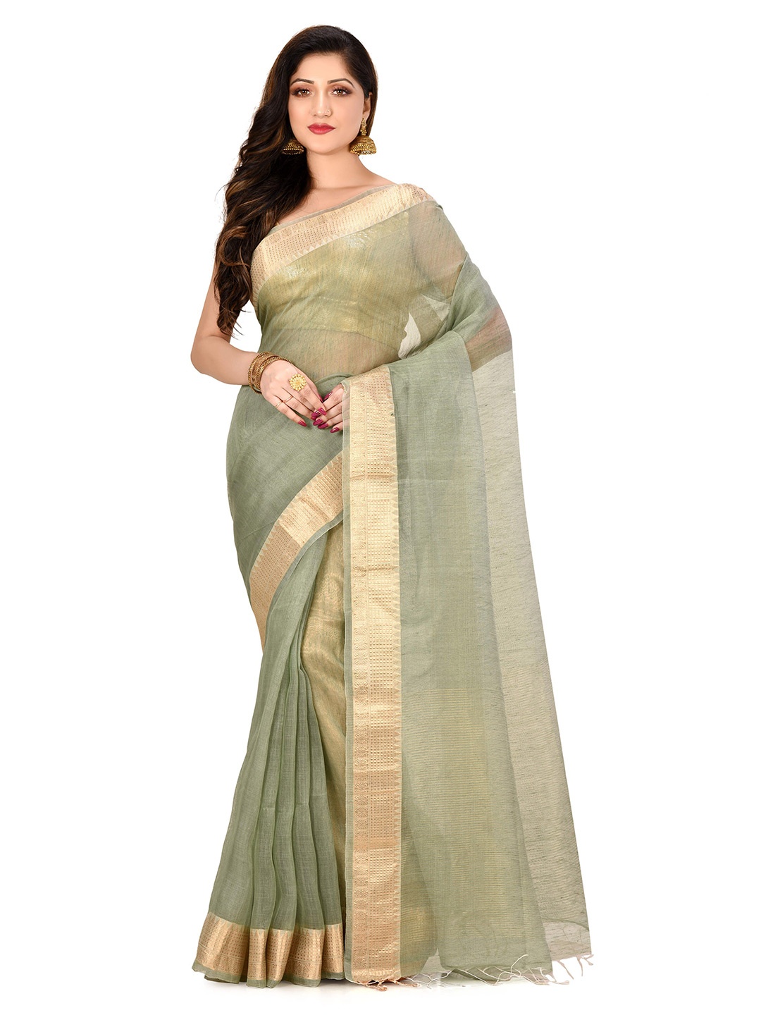 

SPRISH Woven Design Pure Silk Banarasi Saree, Green