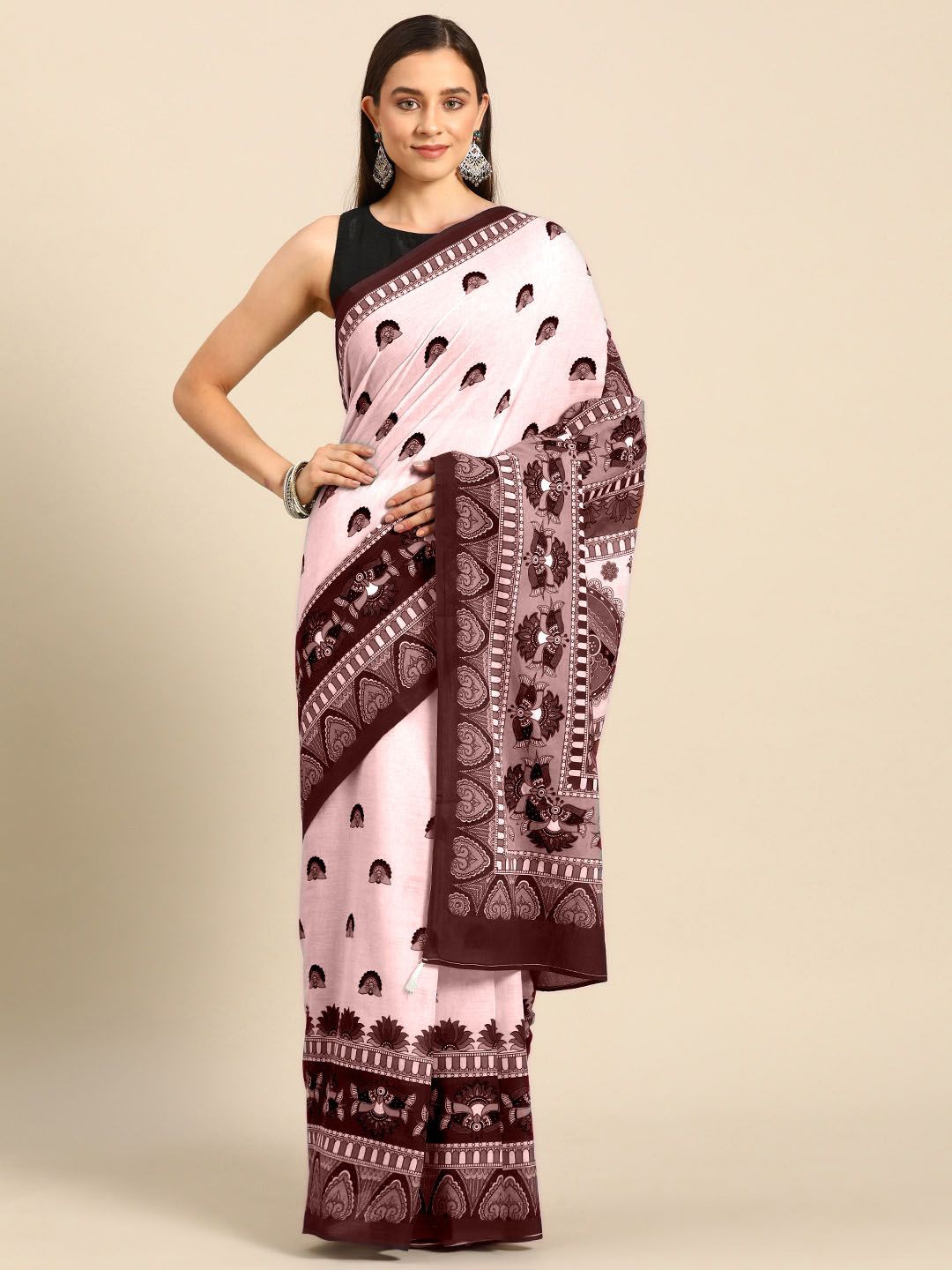 

BUTA BUTI Ethnic Motifs Pure Cotton Saree, Mauve