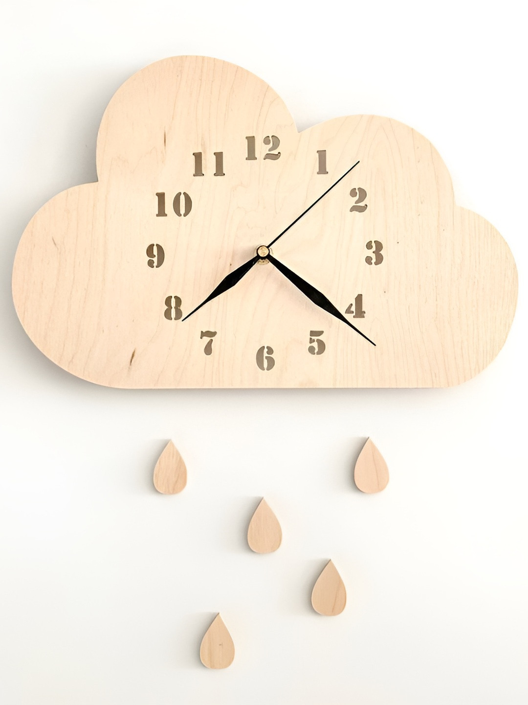 

QEZNEF Beige and Brown Printed Wooden Analogue Contemporary Wall Clock