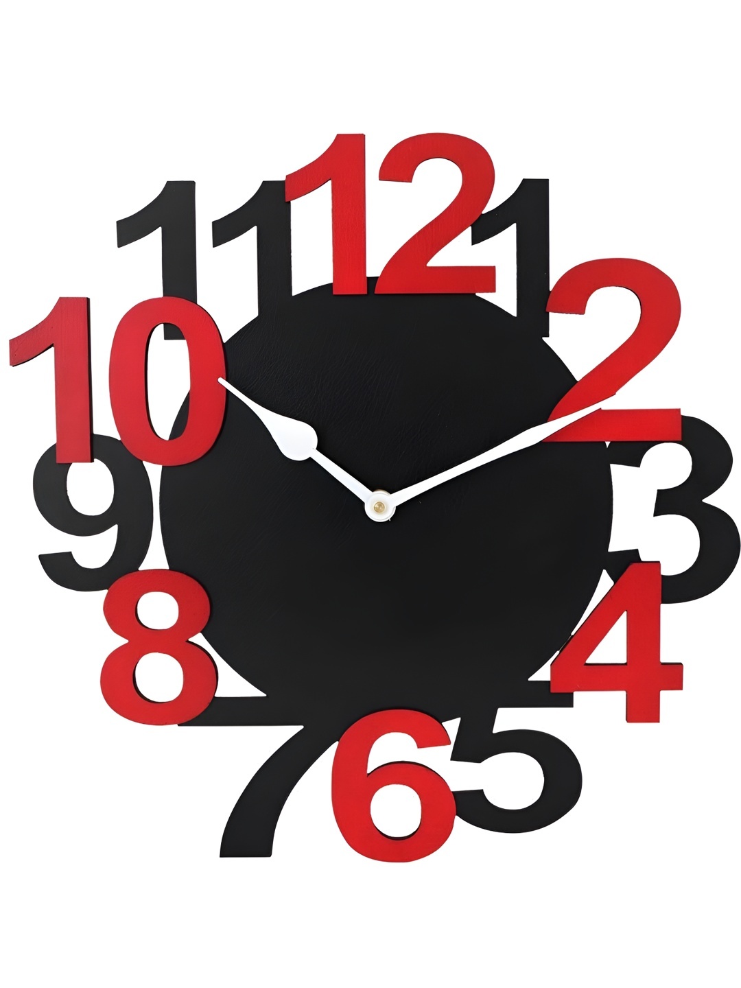 

QEZNEF Black and Red Wooden Textured Analogue Contemporary Wall Clock