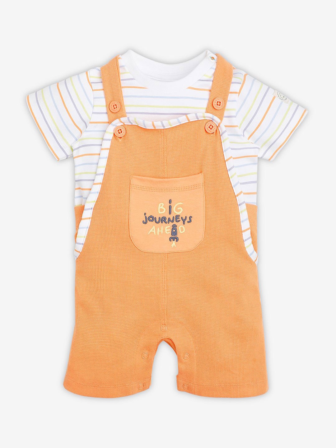 

Ed-a-Mamma Baby Infants Embroidered Dungarees With T-Shirt, Orange