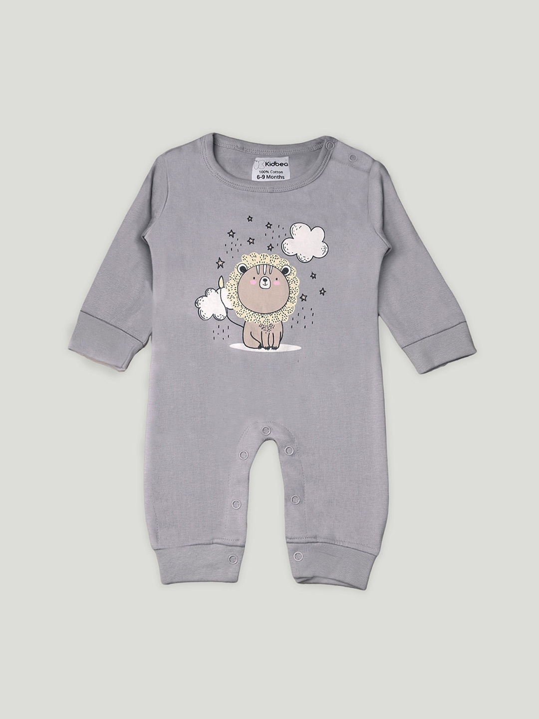 

Kidbea Infant Graphic Printed Organic Cotton Romper, Grey
