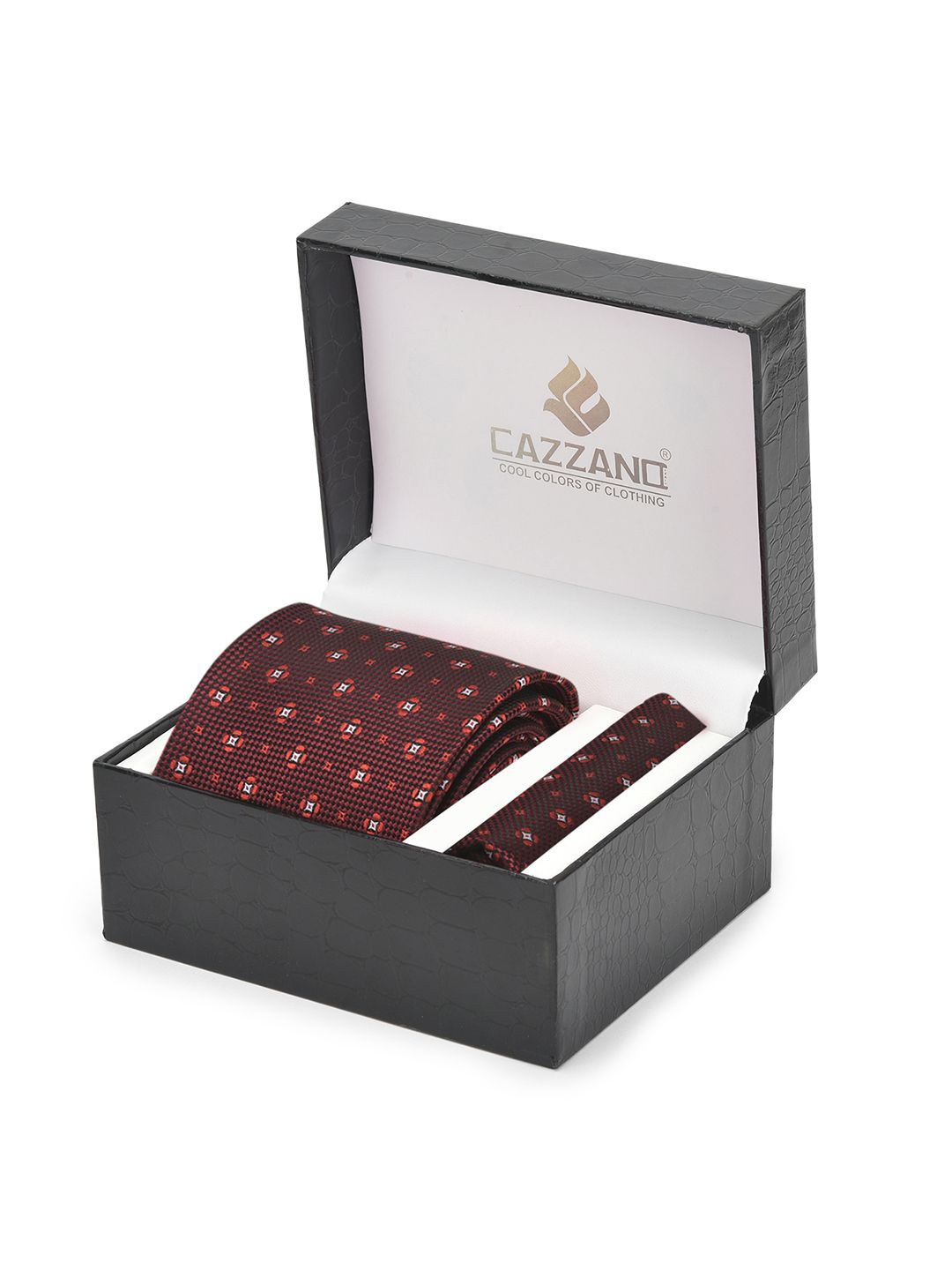 

Cazzano Men Accessory Gift Set Of Tie and Pocket Square, Maroon