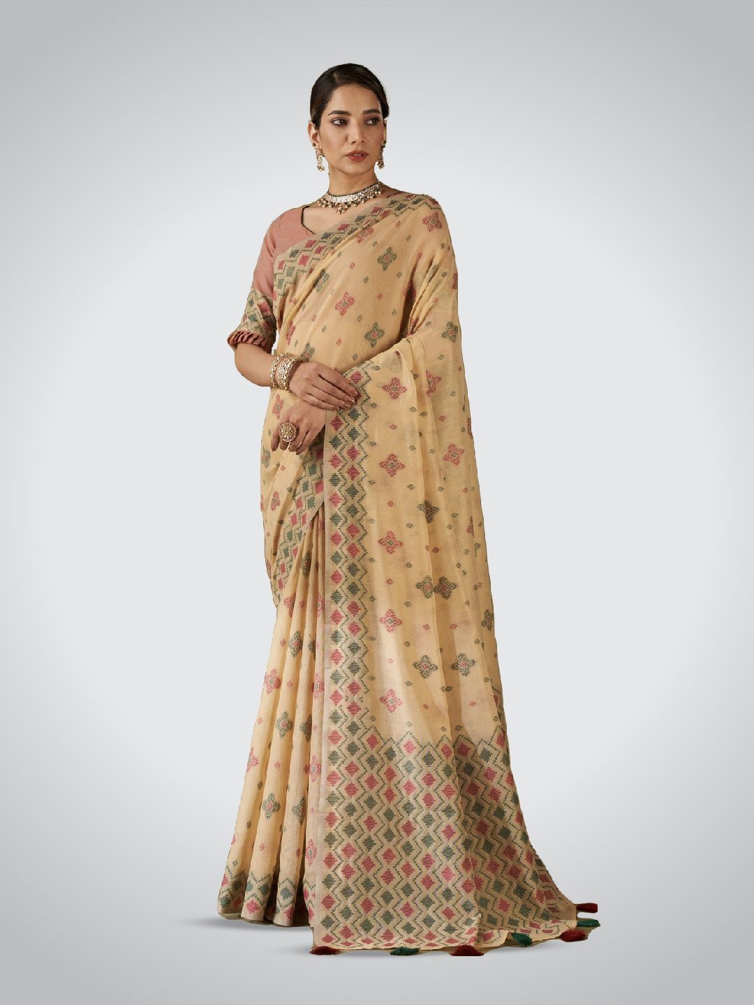 

SARHA Pure Cotton Saree, Beige