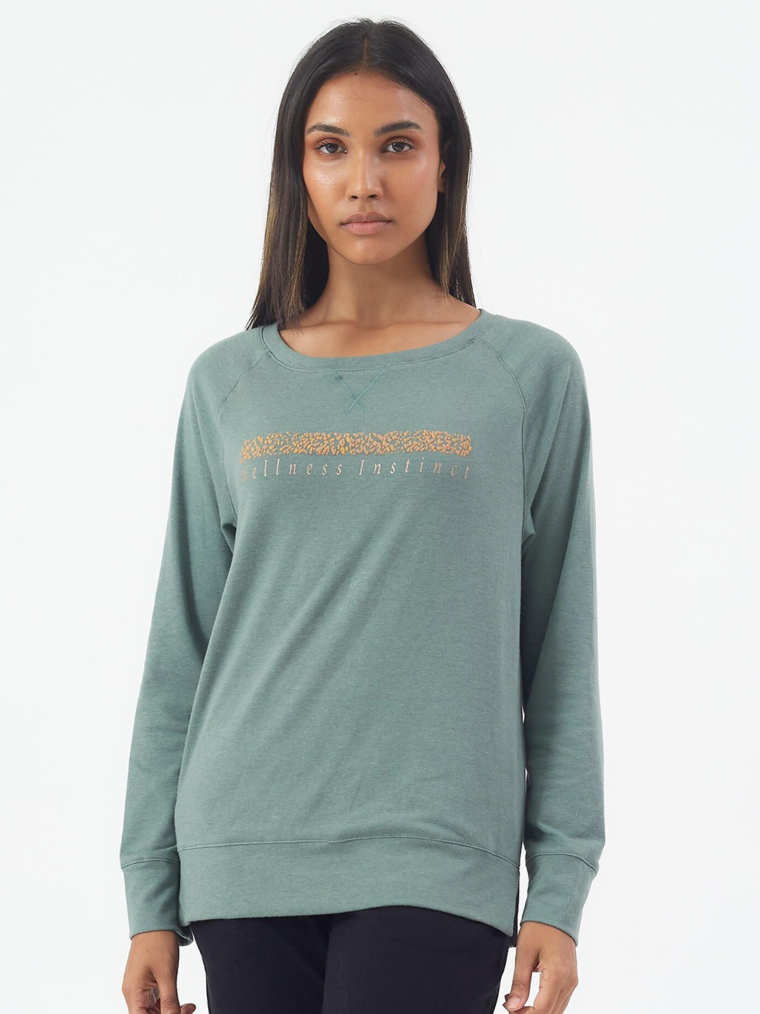 

Domyos By Decathlon Women Green Round Neck Long Sleeves Tshirts