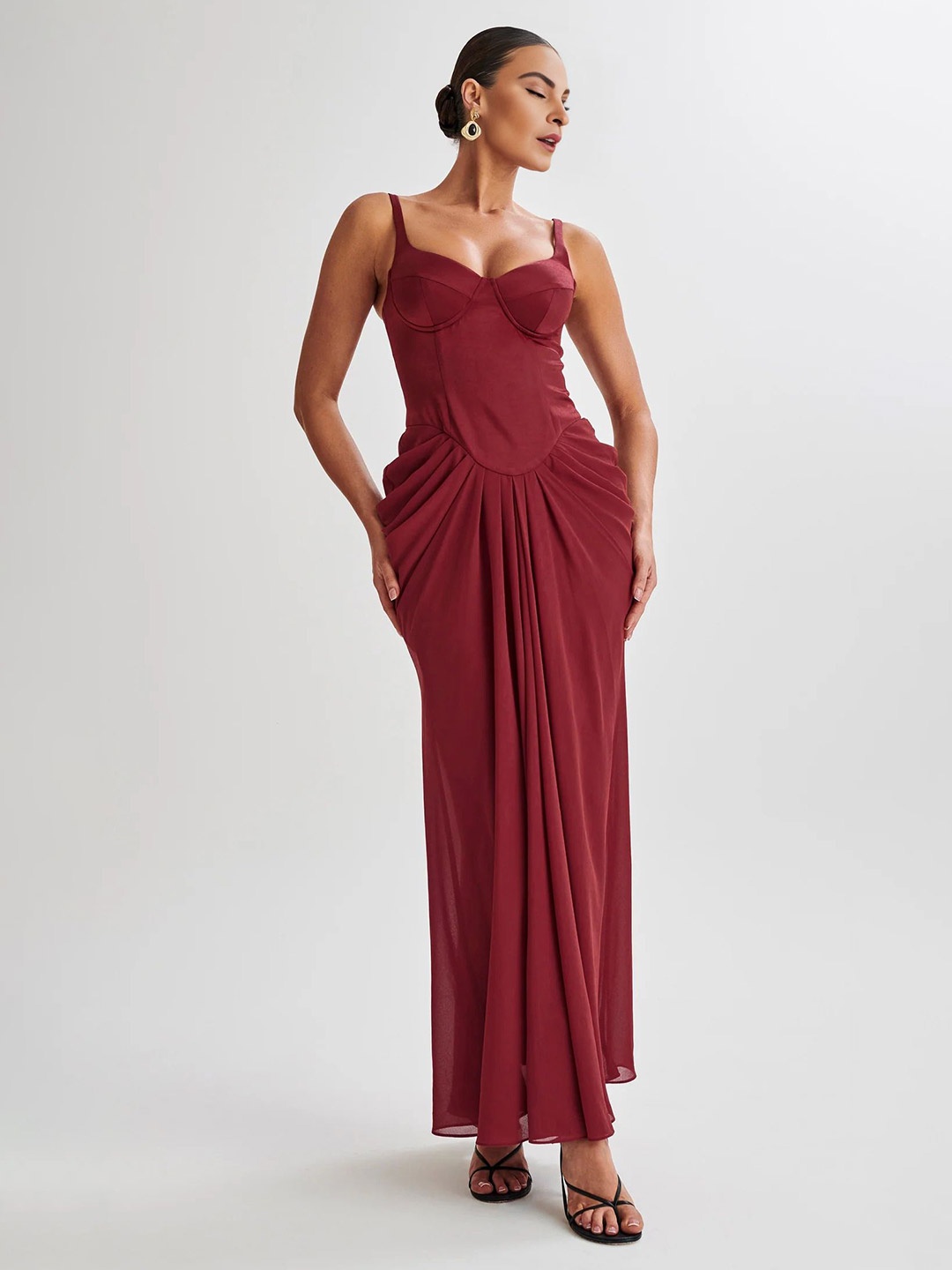

Bee Boe Satin Maxi Dress, Red