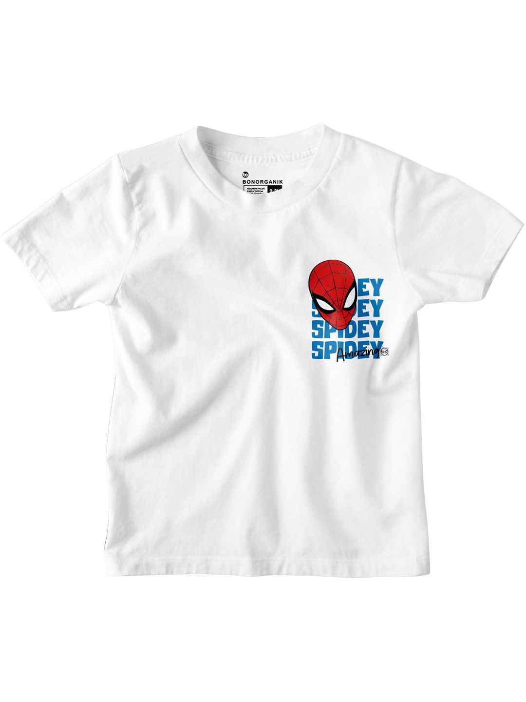 

BonOrganik Boys Graphic Printed Round Neck Cotton T-shirt, White