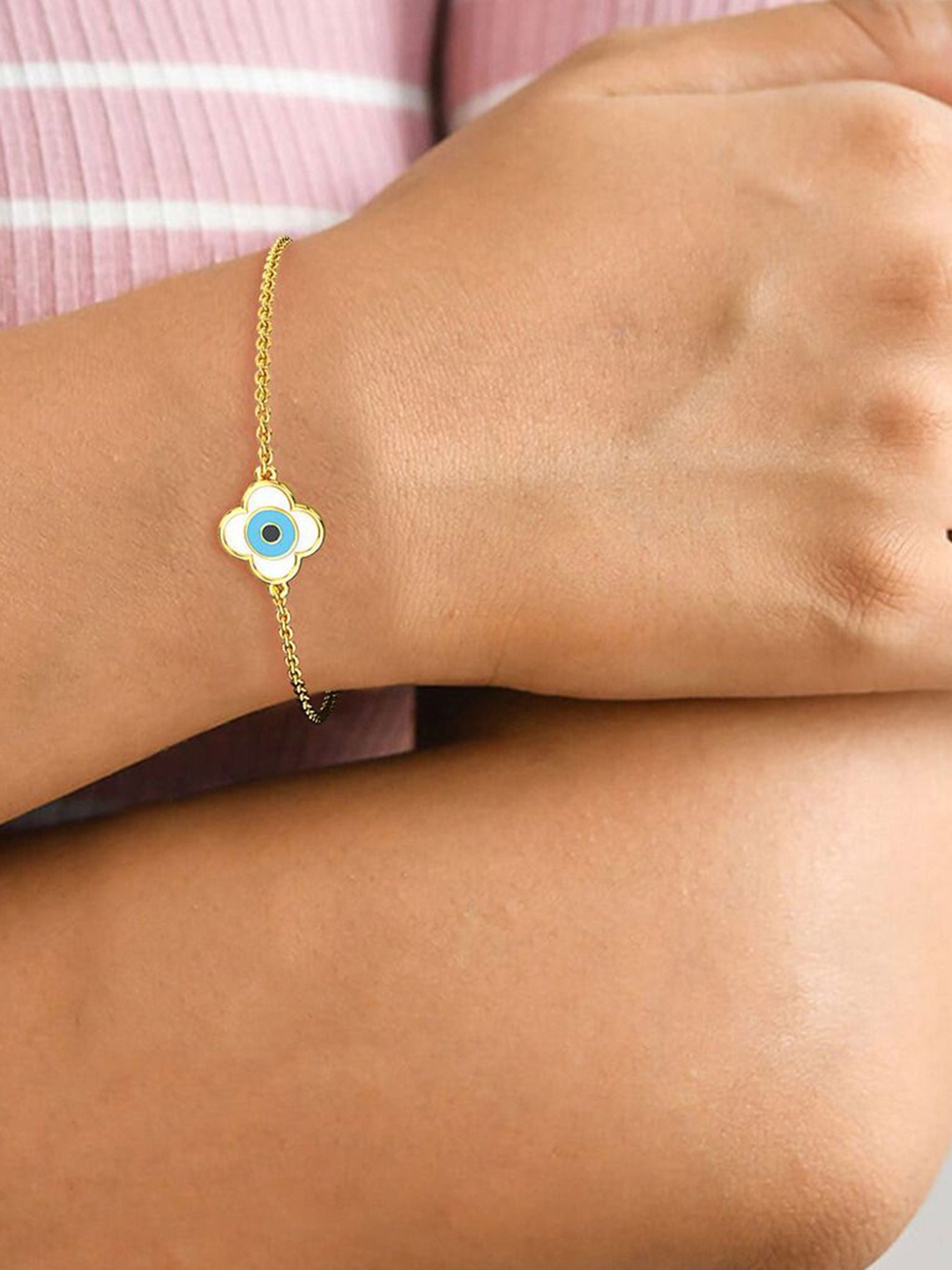 

KISNA DIAMOND AND GOLD JEWELLERY 18KT Gold Evil Eye Bracelet-2.93g, Yellow