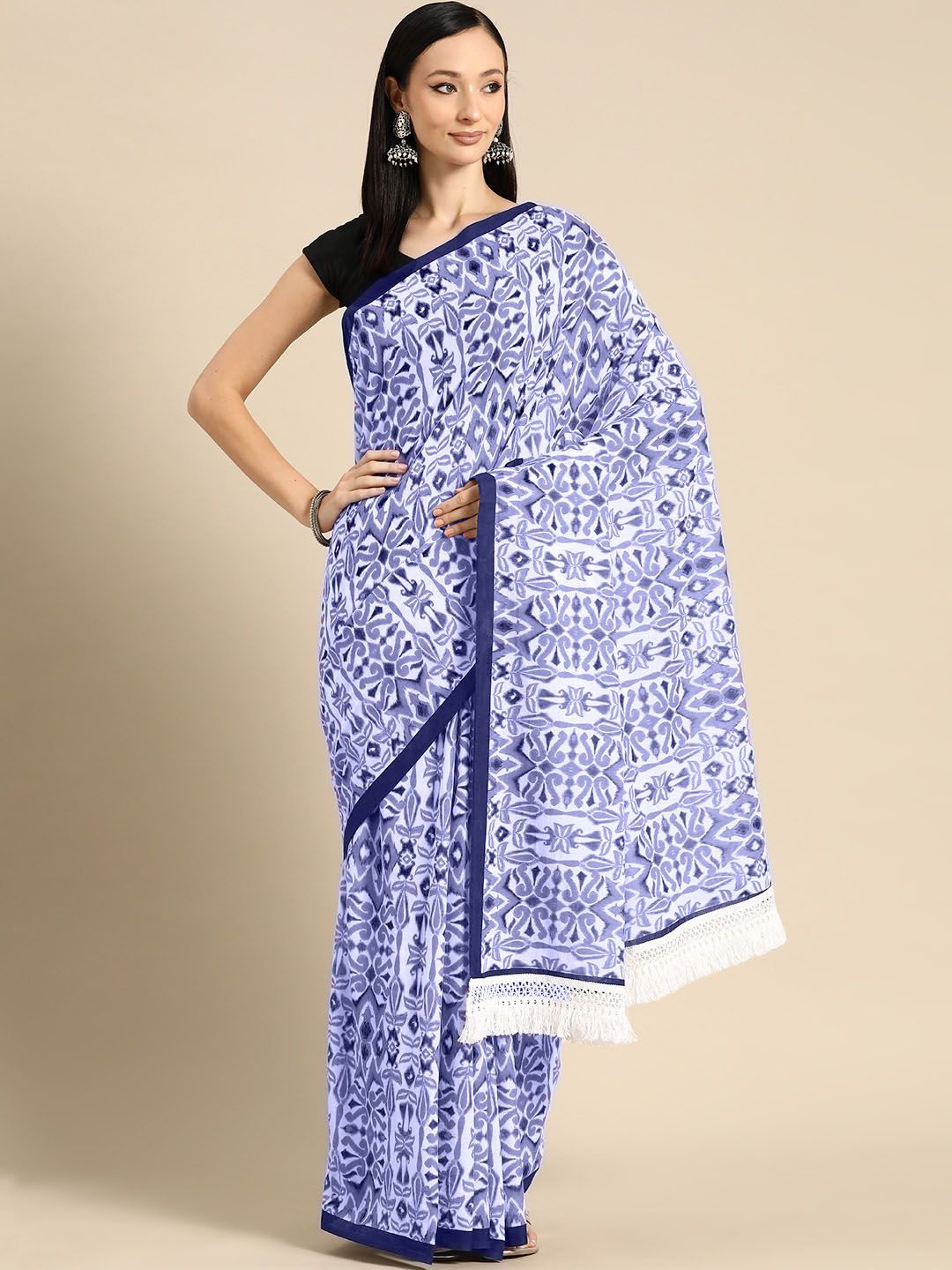 

BUTA BUTI Women Pure Cotton Printed Saree, Blue