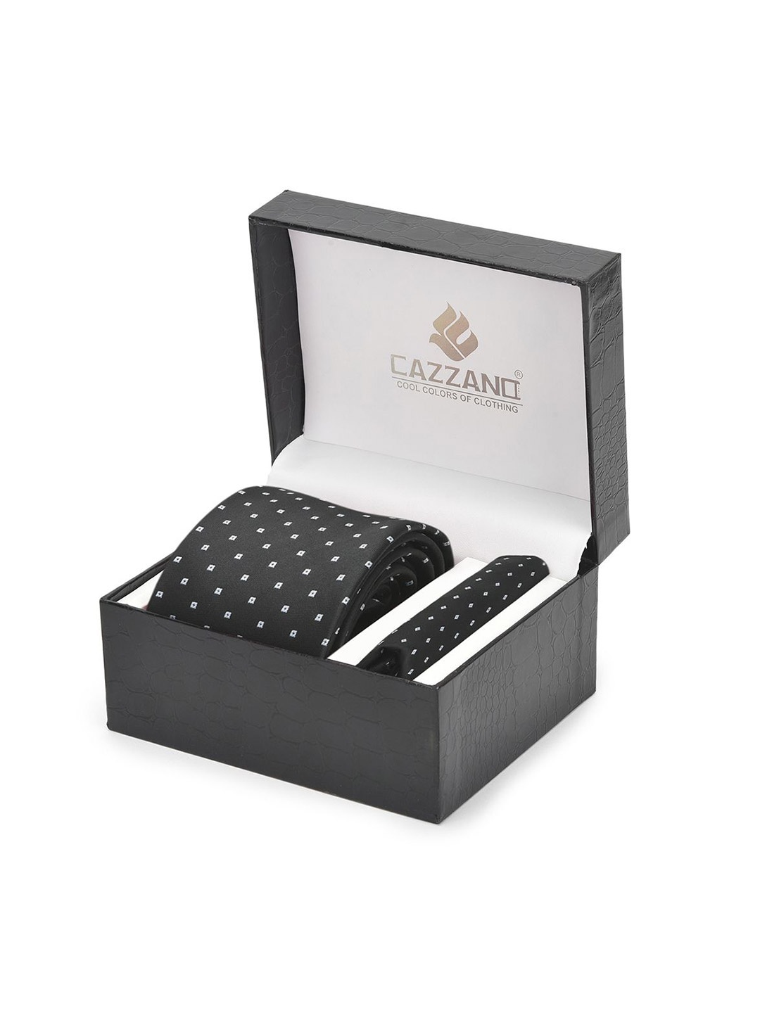 

Cazzano Men Accessory Gift Set Of Tie and Pocket Square, Black