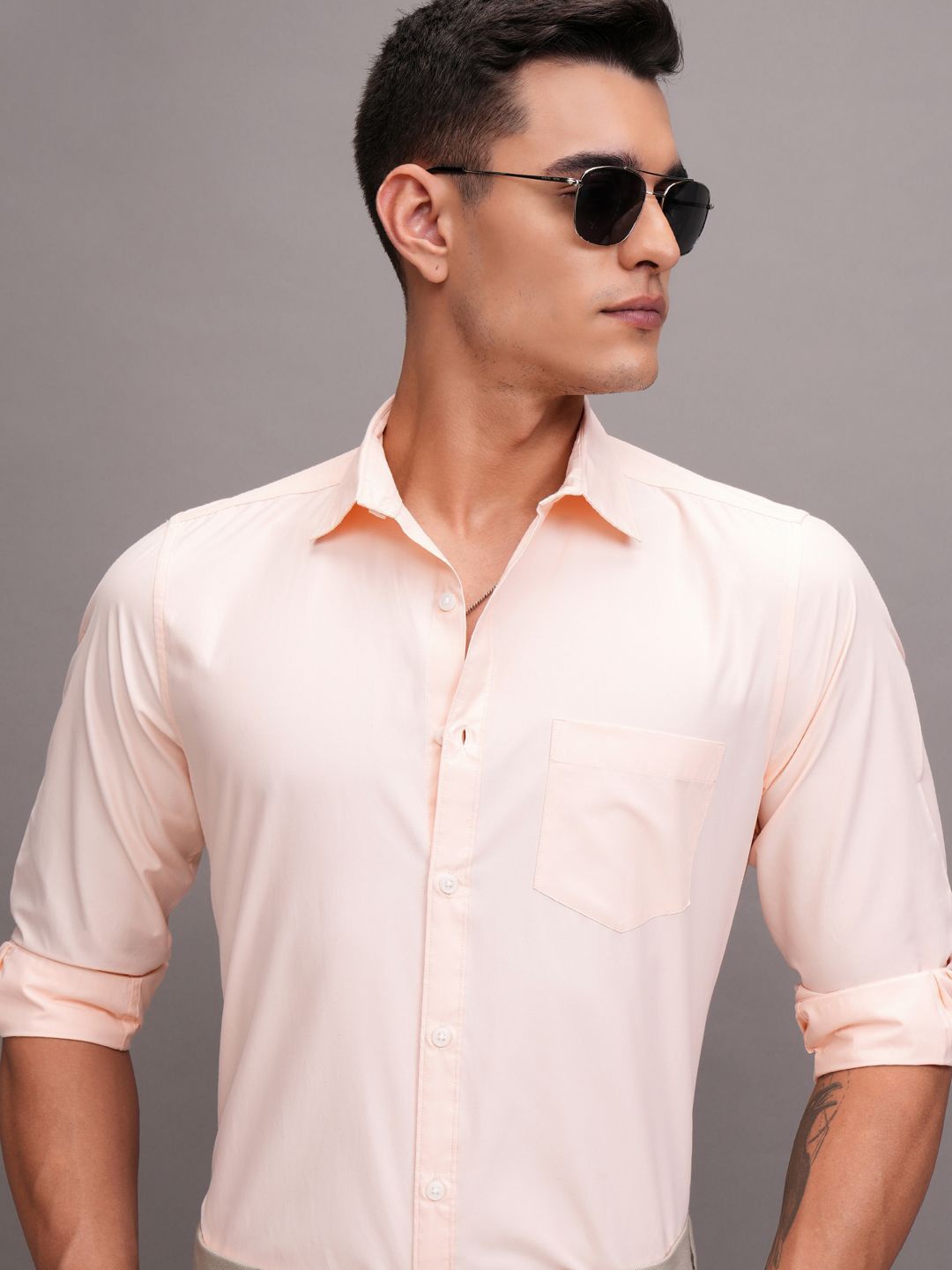 

Highlander Men Solid Casual Shirt, Peach