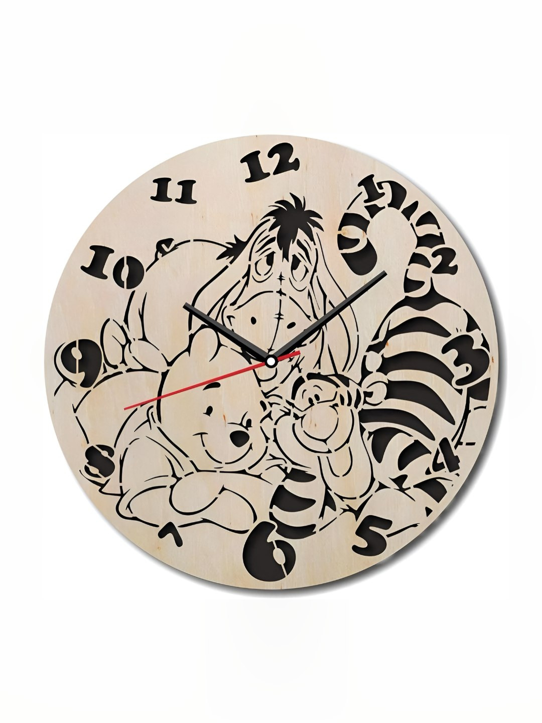

QEZNEF Black & Brown Bears Printed Analogue Contemporary Round Shaped Wooden Wall Clock