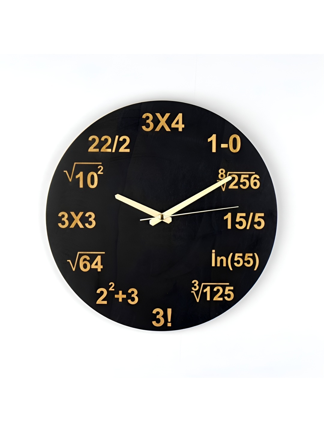 

QEZNEF Black Printed Round Analogue Wooden Wall Clock Without Glass