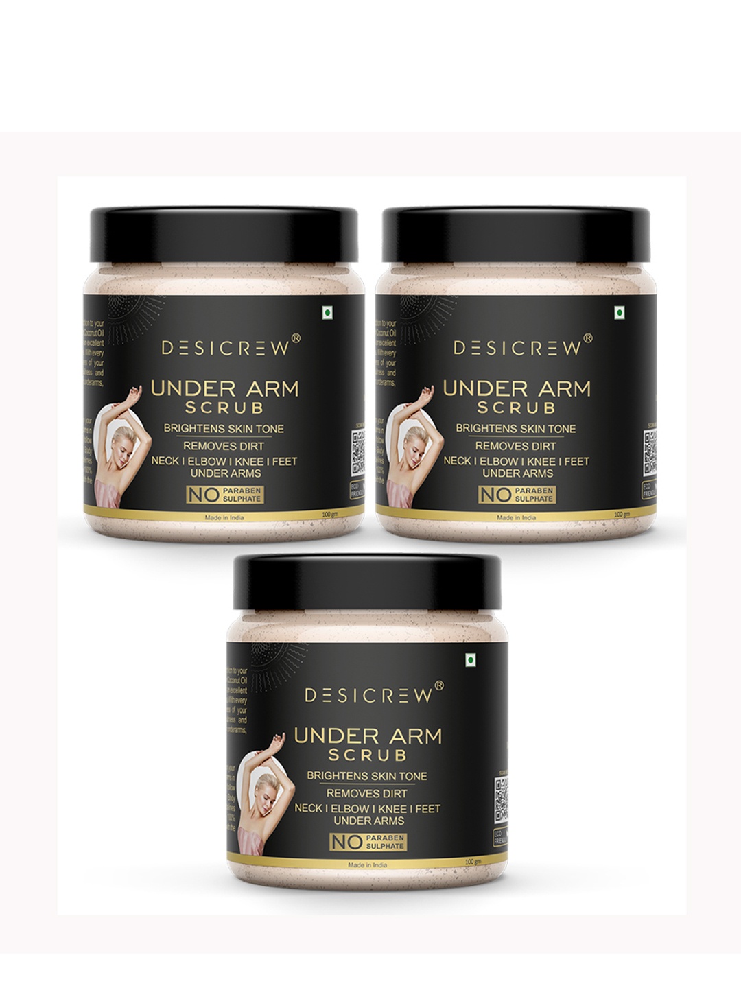 

Desi Crew Set Of 3 Under Arm Scrub For Dark Spots 100 g Each, Off white