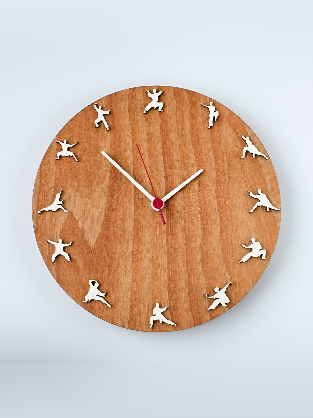 

QEZNEF Brown & White Round Shaped Contemporary Analogue Wooden Wall Clock