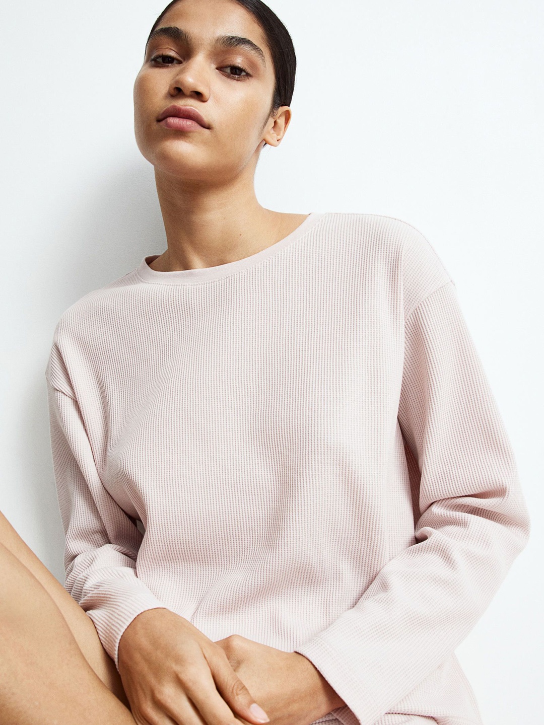 

H&M Women Waffled Night Suits, Pink