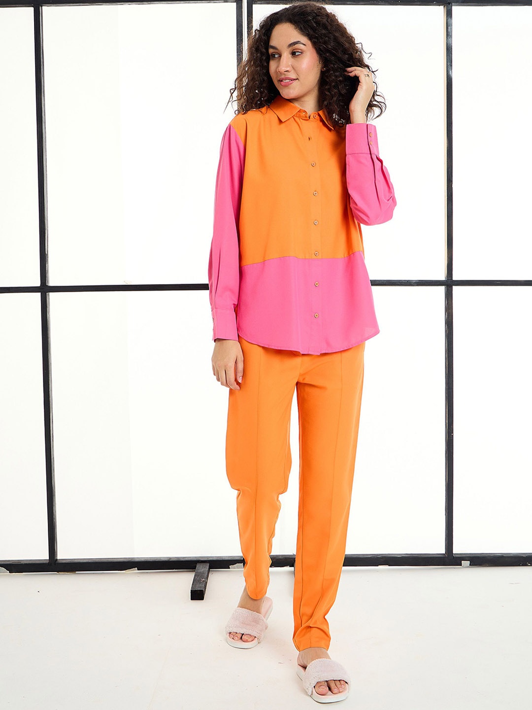 

SASSAFRAS alt-laze Colour-Blocked Shirt With Trousers, Orange