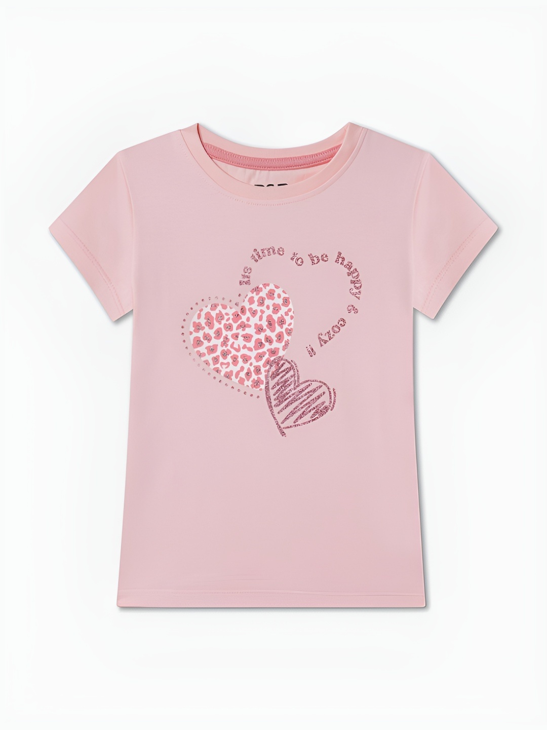 

R&B Girls Typography Printed Drop-Shoulder Sleeves T-shirt, Pink