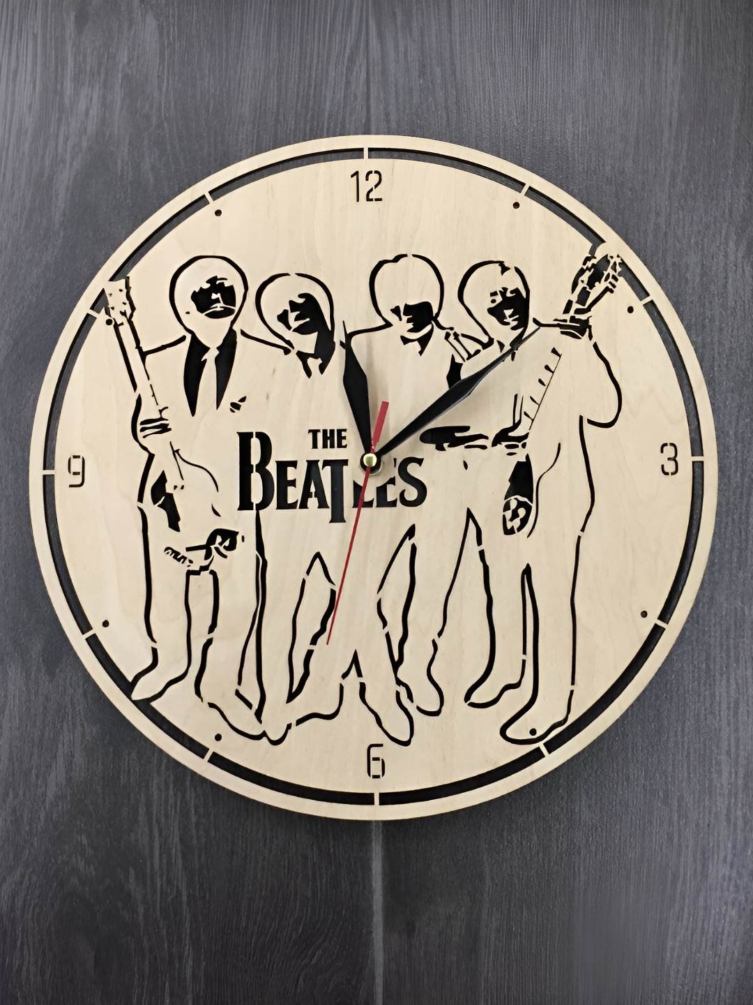 

QEZNEF Beige Textured Round Analogue Wooden Wall Clock Without Glass