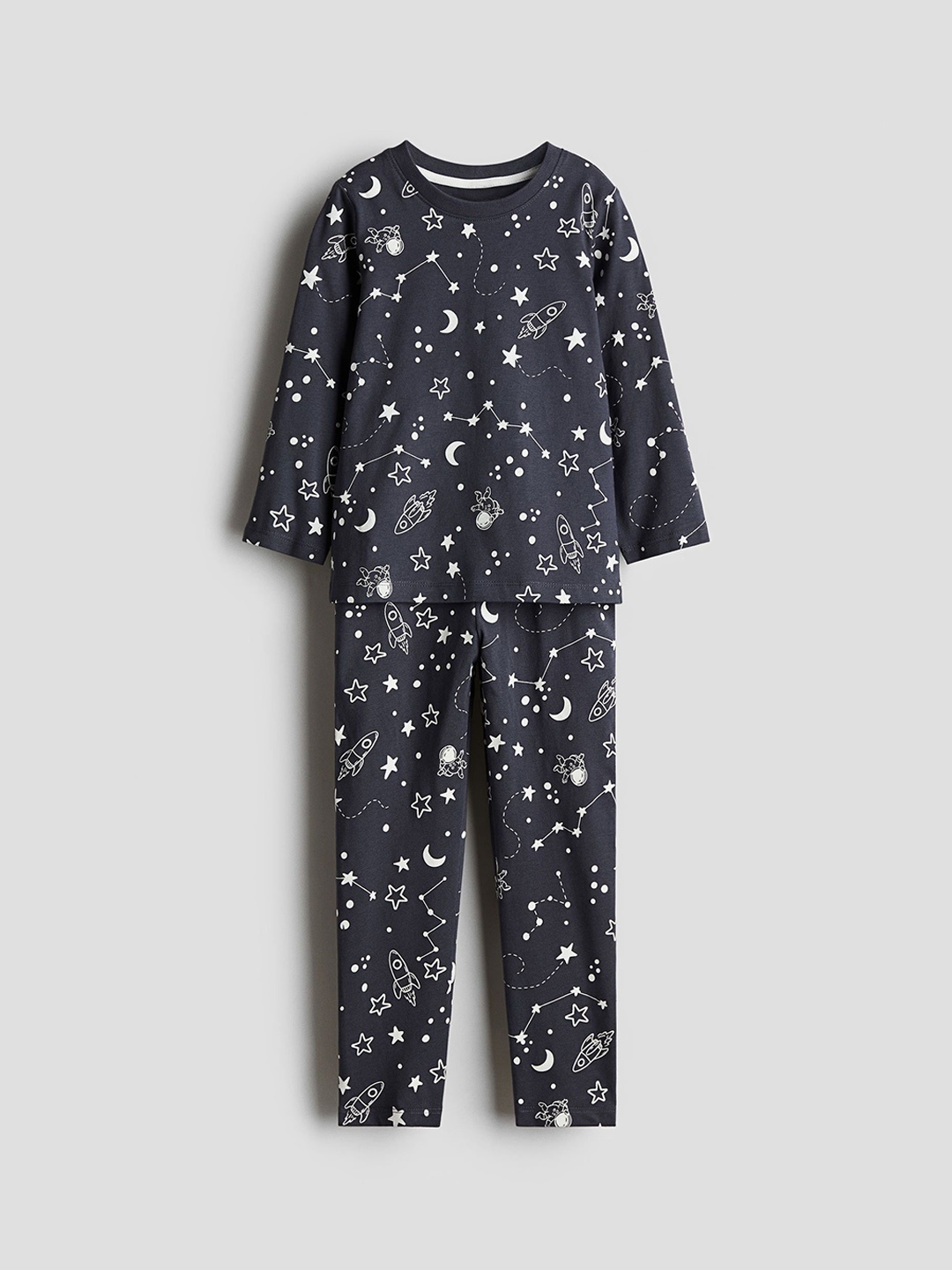

H&M Boys Printed Pure Cotton Night suit, Grey