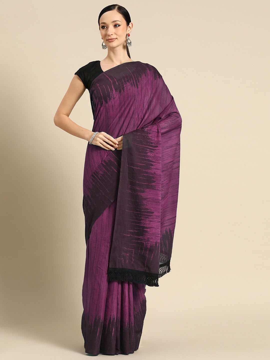 

BUTA BUTI Pure Cotton Saree, Black