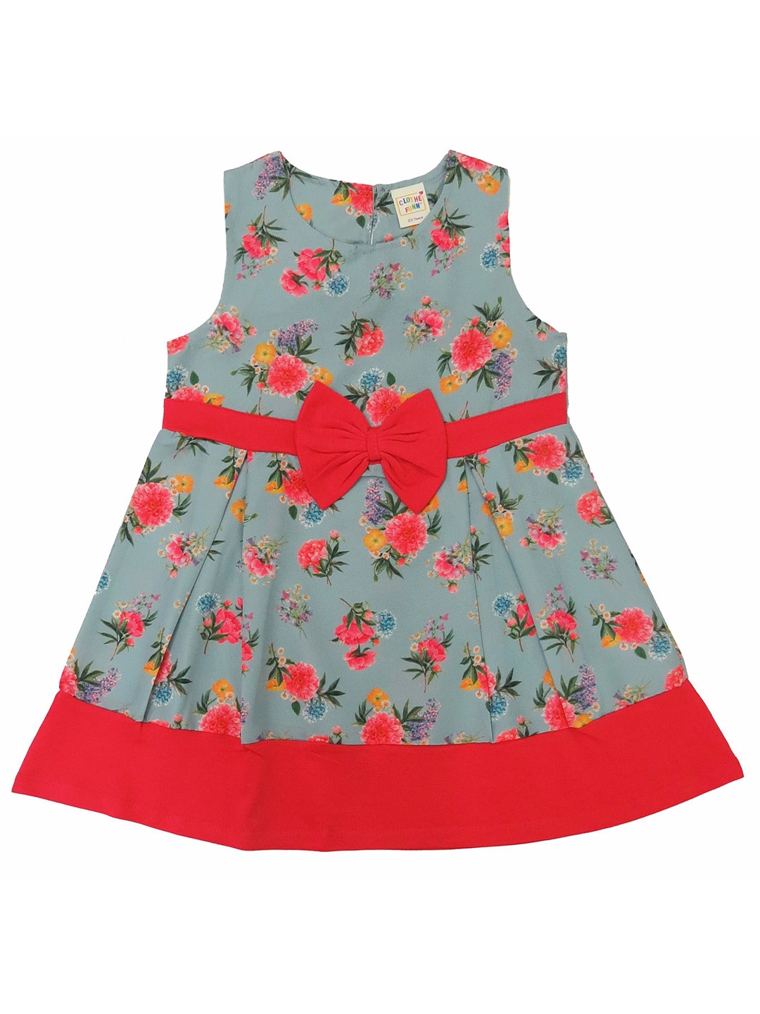 

Clothe Funn Baby Girls Floral PrintedA-Line Dress, Grey