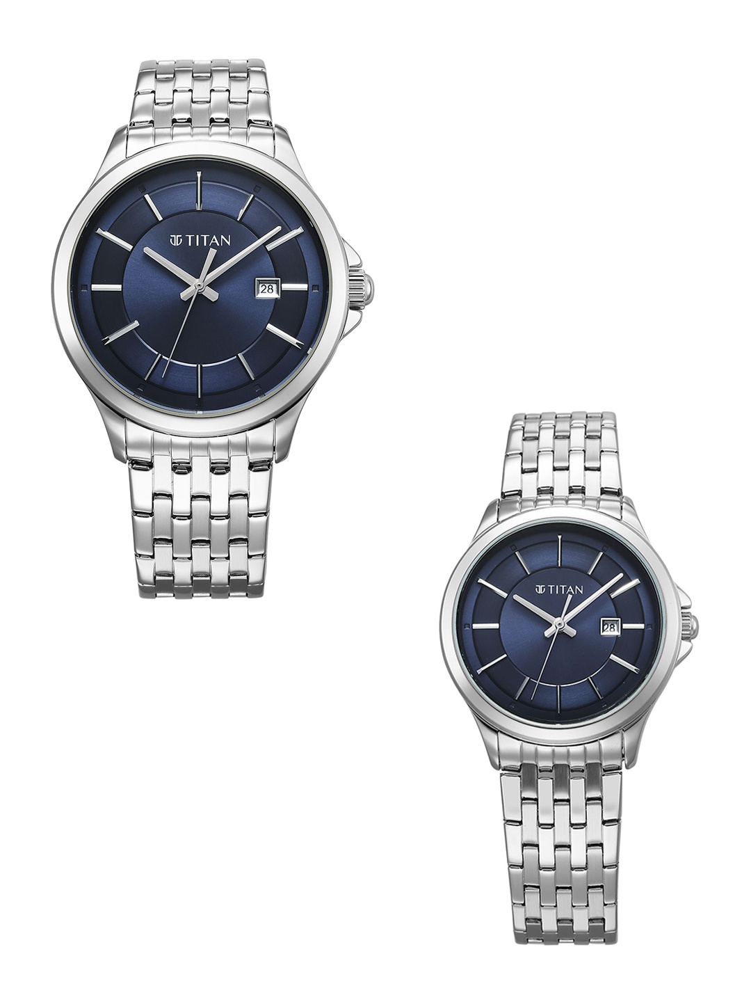 

Titan Unisex Dial & Stainless Steel Bracelet Style Straps Analogue Watch 9401194211SM01, Blue