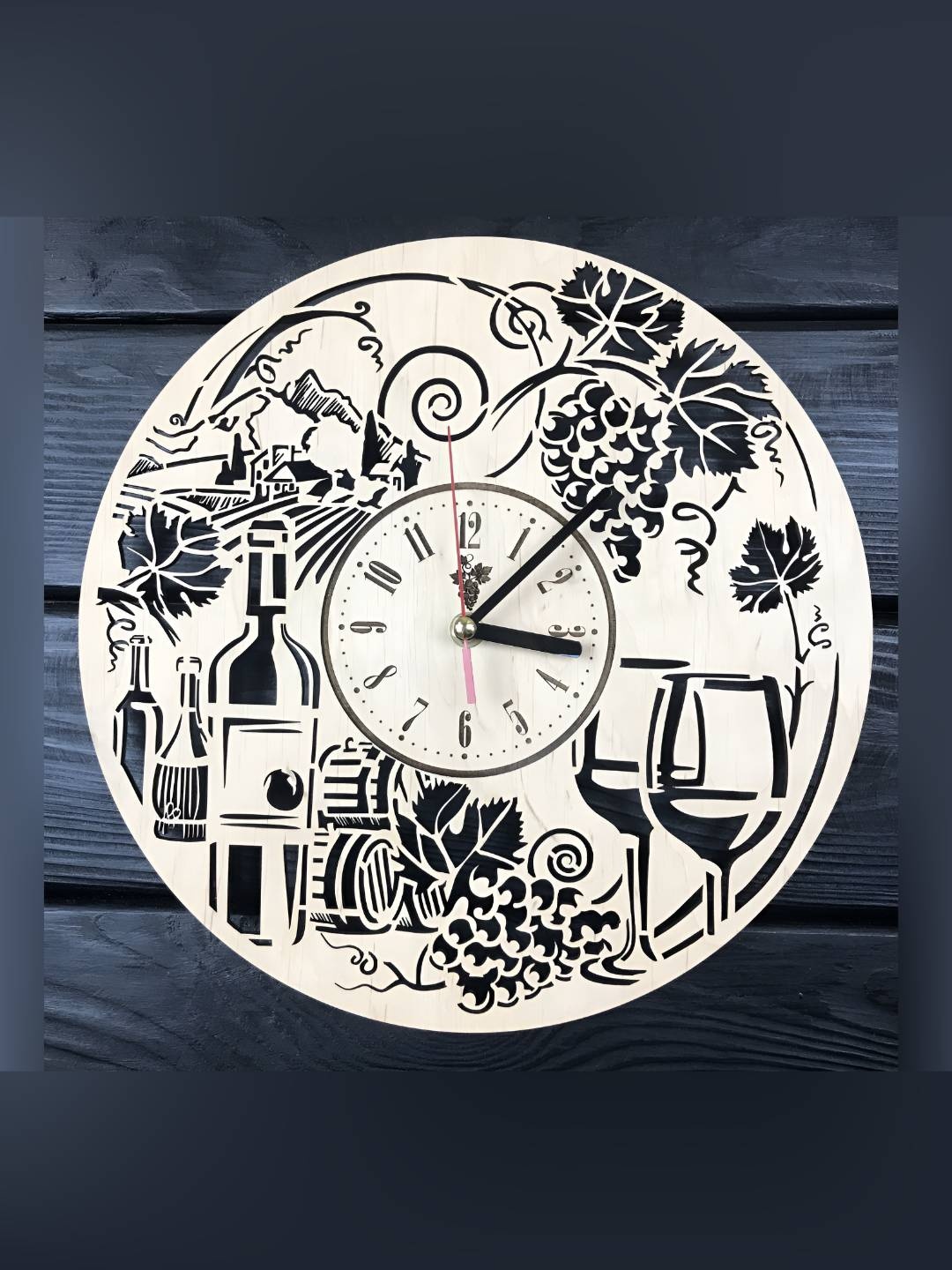 

QEZNEF Beige Textured Round Contemporary Analogue Wooden Wall Clock Without Glass