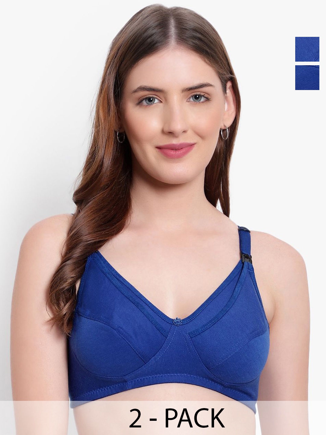 

CANNY FIT Women Pack Of 2 Non-Wired Non Padded Full Coverage Maternity Bra, Blue