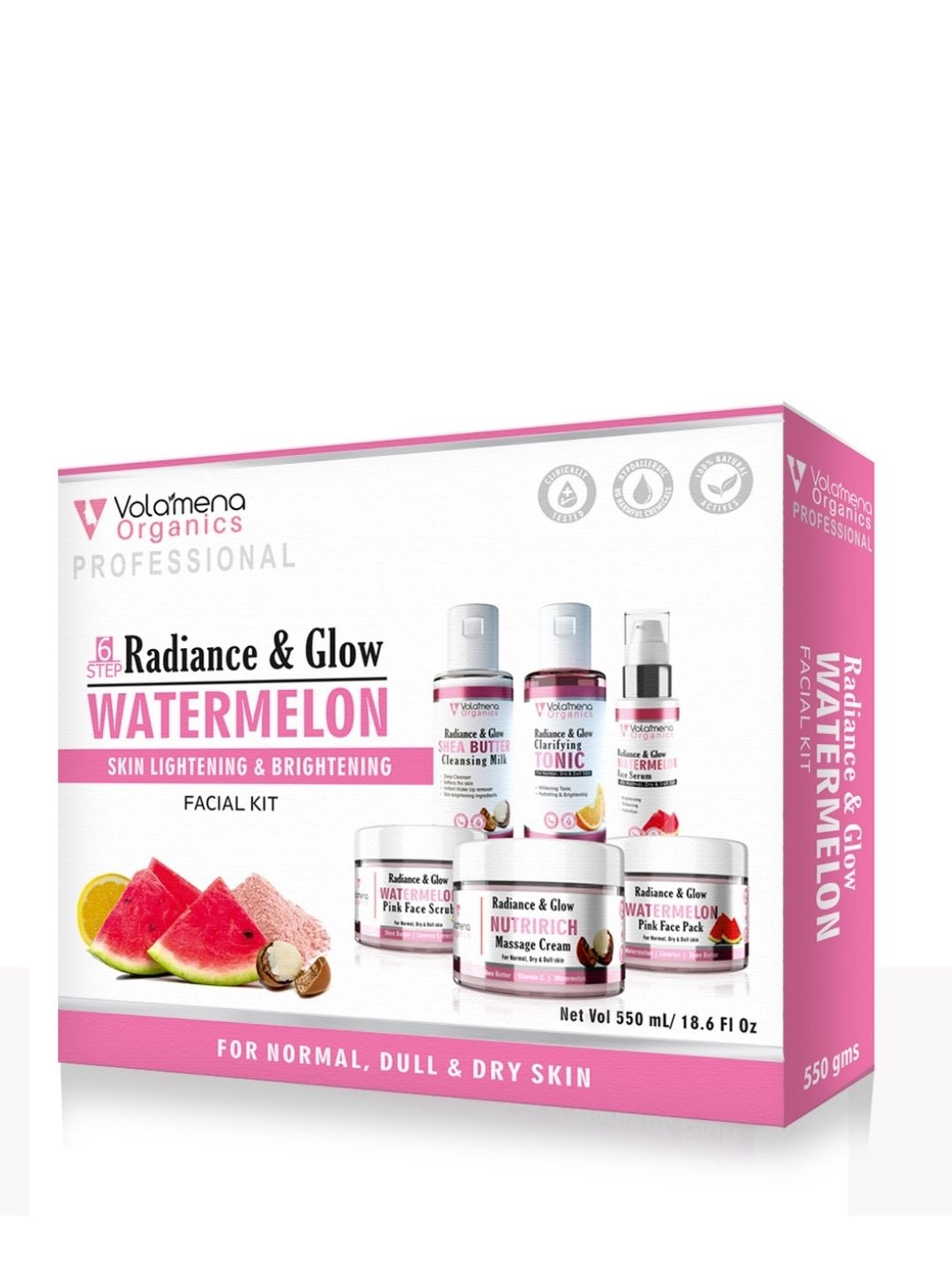 

Volamena Organics Radiance & Glow Watermelon Facial Kit 550 g, Pink