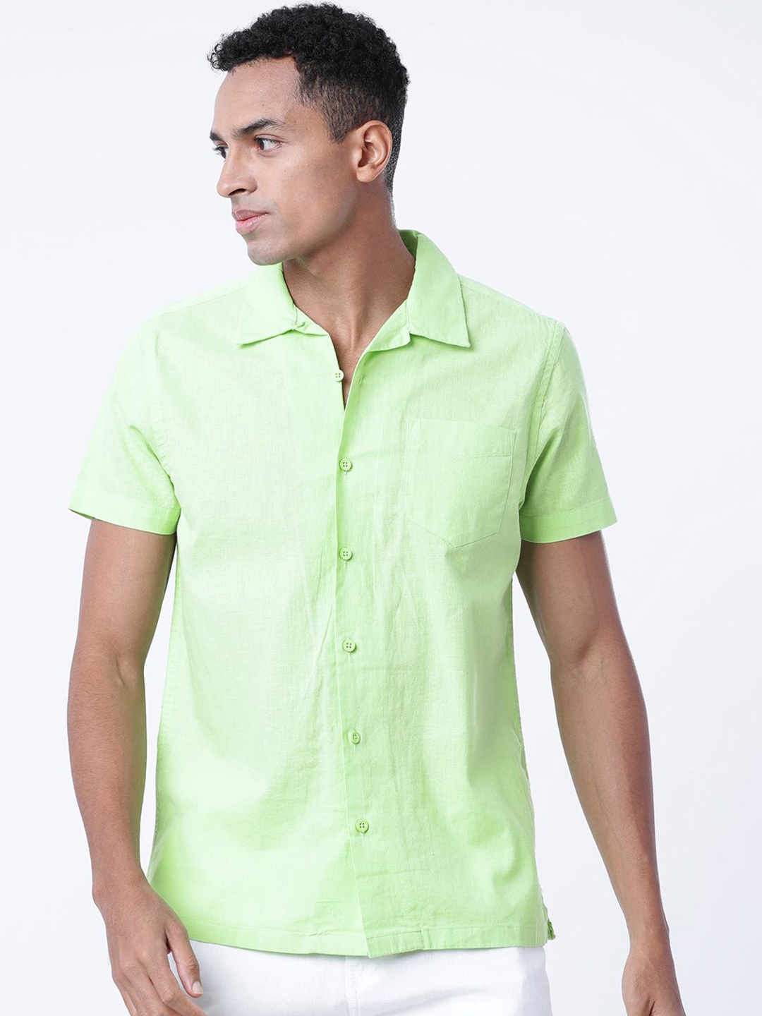 

Highlander Mens Solid Slim Fit Shirt, Lime green