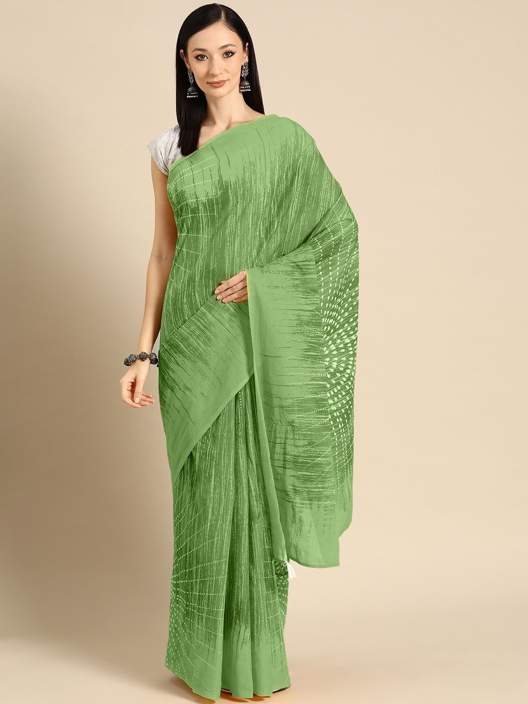 

BUTA BUTI Printed Pure Cotton Saree, Green