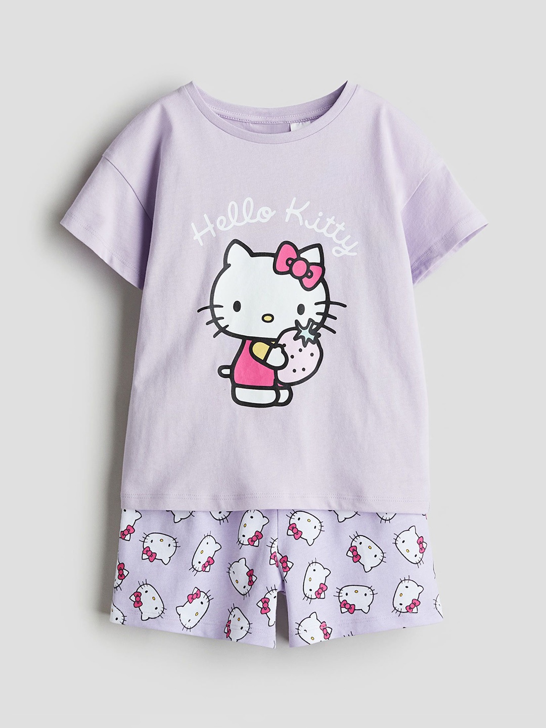 

H&M Infant Girls Hello Kitty Printed Pure Cotton Night suit, Purple