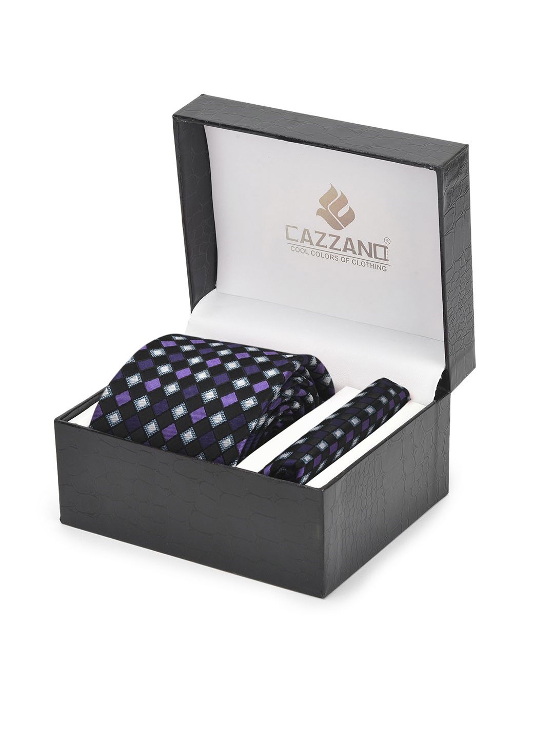 

Cazzano Men Accessory Gift Set of Tie and Pocket Square Combo, Black