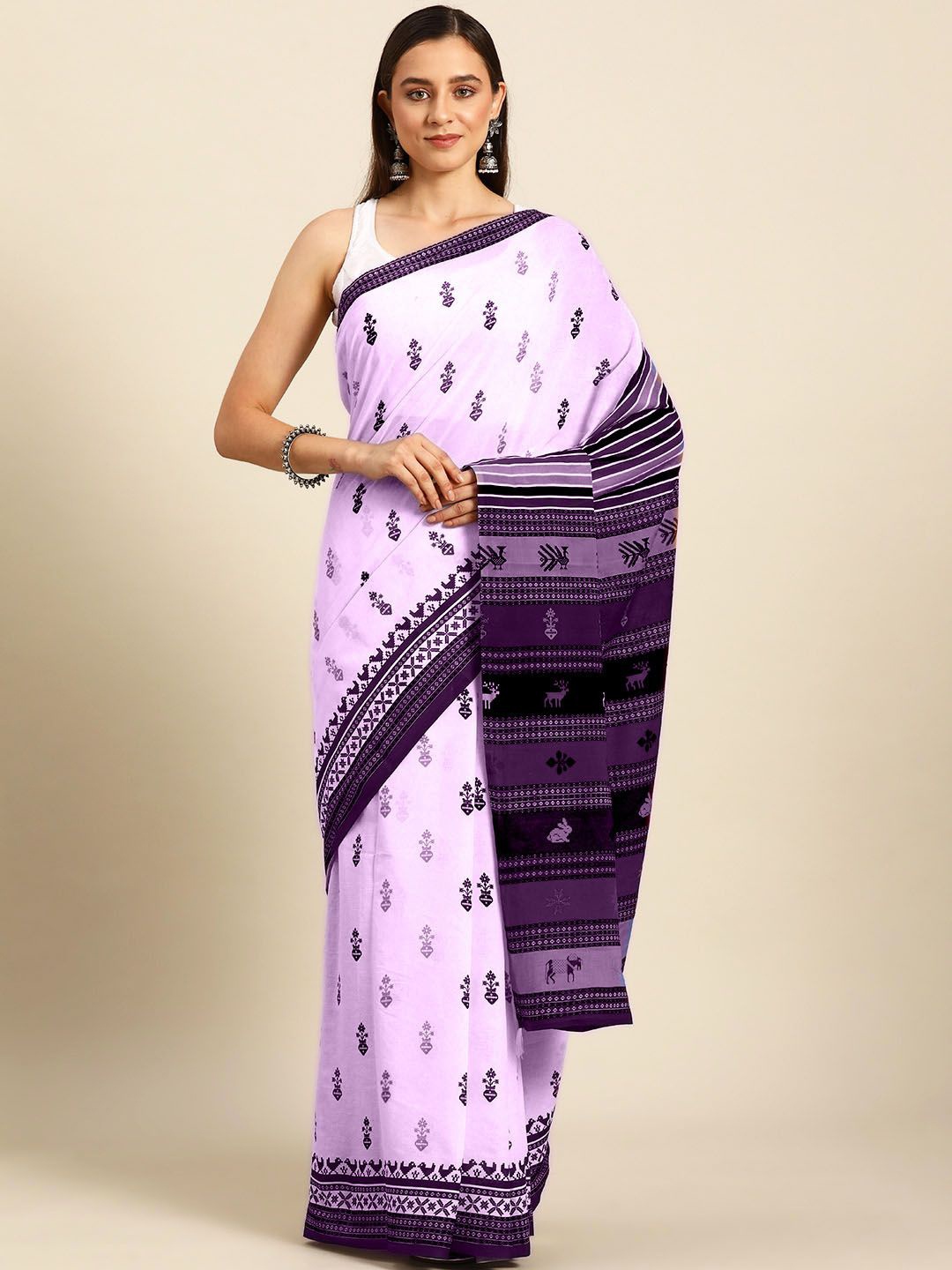 

BUTA BUTI Women Pure Cotton Printed Saree, Pink