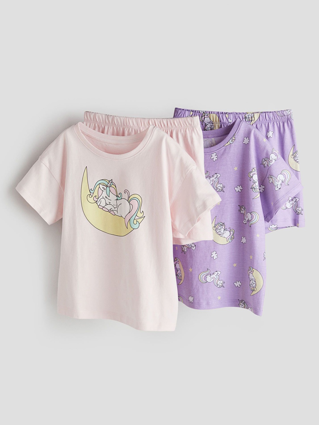 

H&M Girls Pack Of 2 Printed Pure Cotton Night Suit, Pink