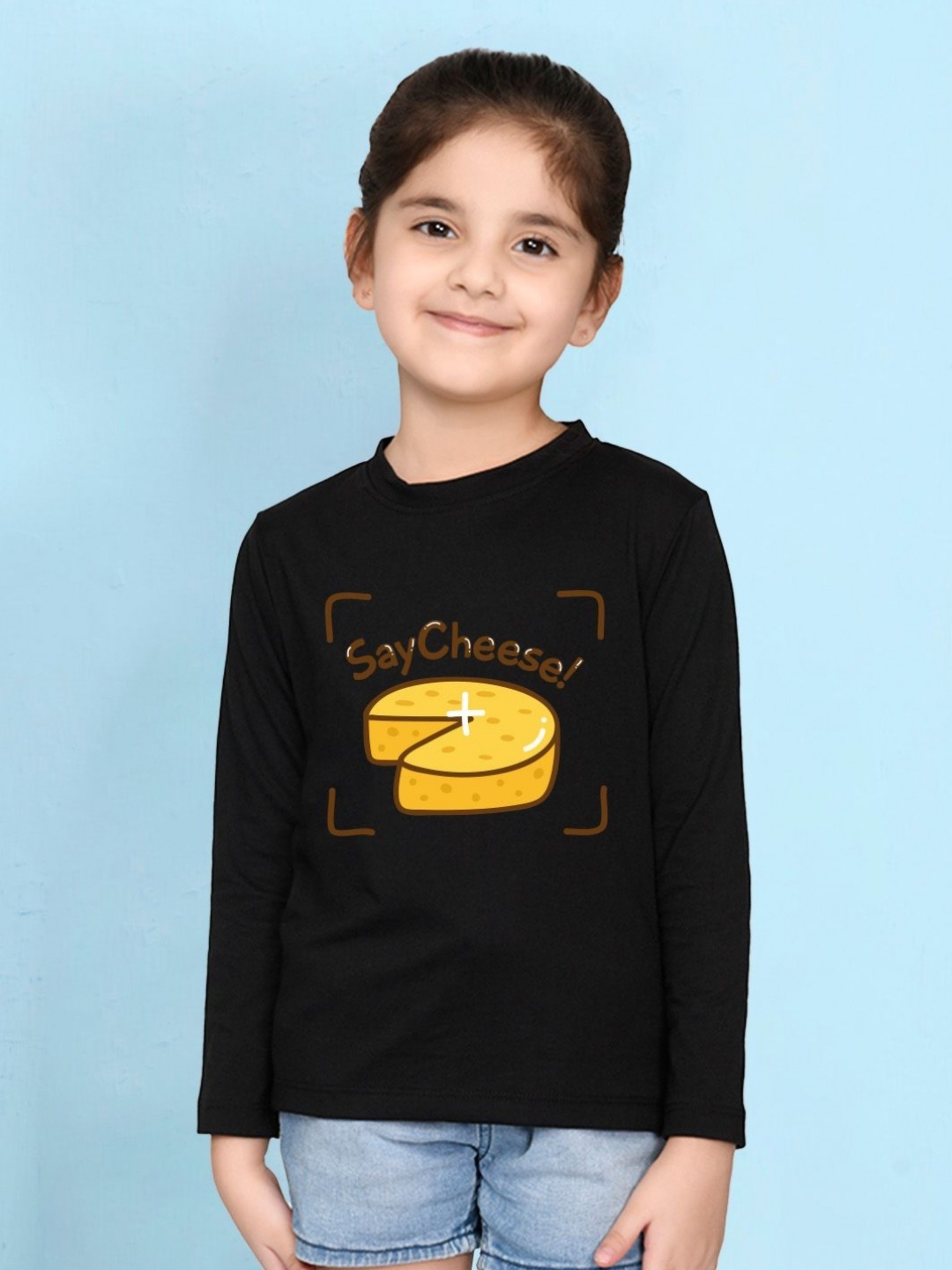 

NUSYL Girls Graphic Printed Round Neck Cotton T-shirt, Black