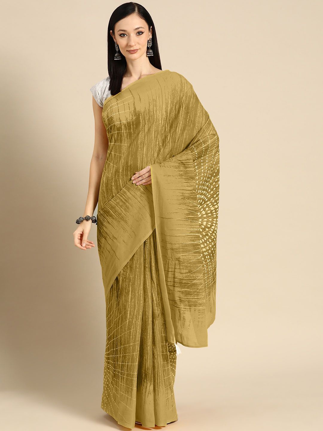 

BUTA BUTI Abstract Printed Pure Cotton Saree, Mustard