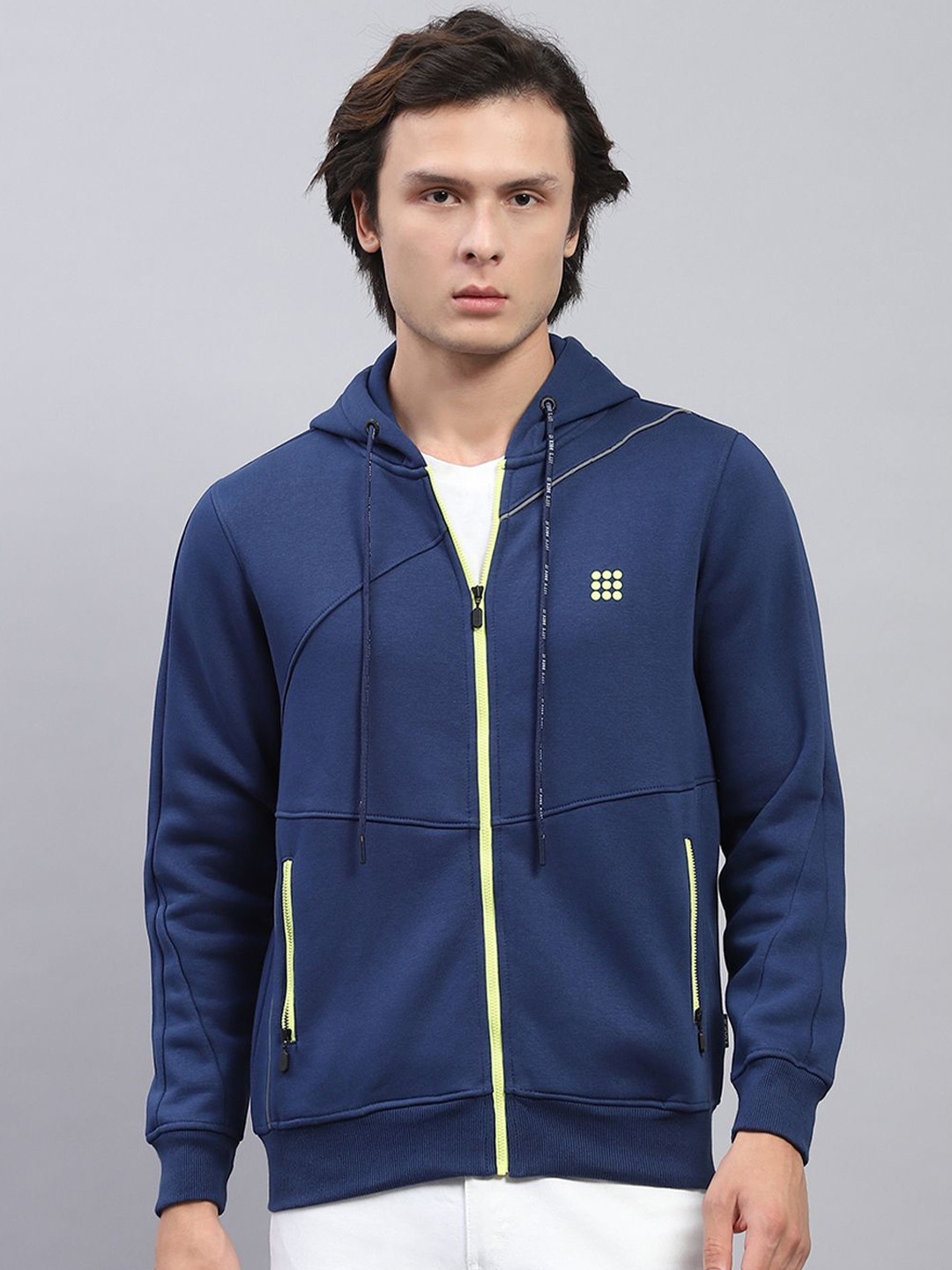 

rock.it Men Front-Open Cotton Hooded Sweatshirt, Navy blue