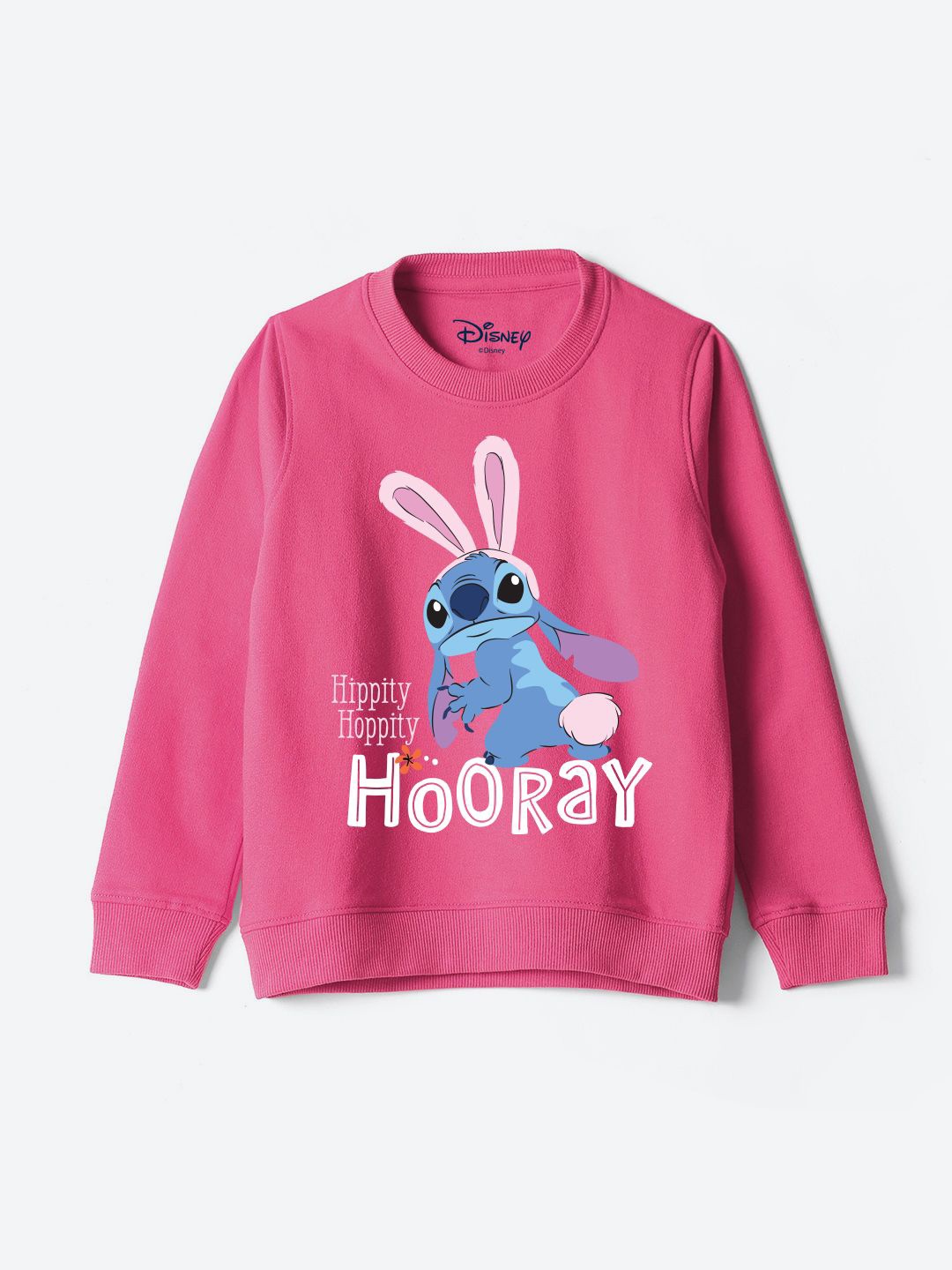 

YK Disney Unisex Kids Graphic Printed Round Neck Cotton Pullover Sweatshirt, Pink