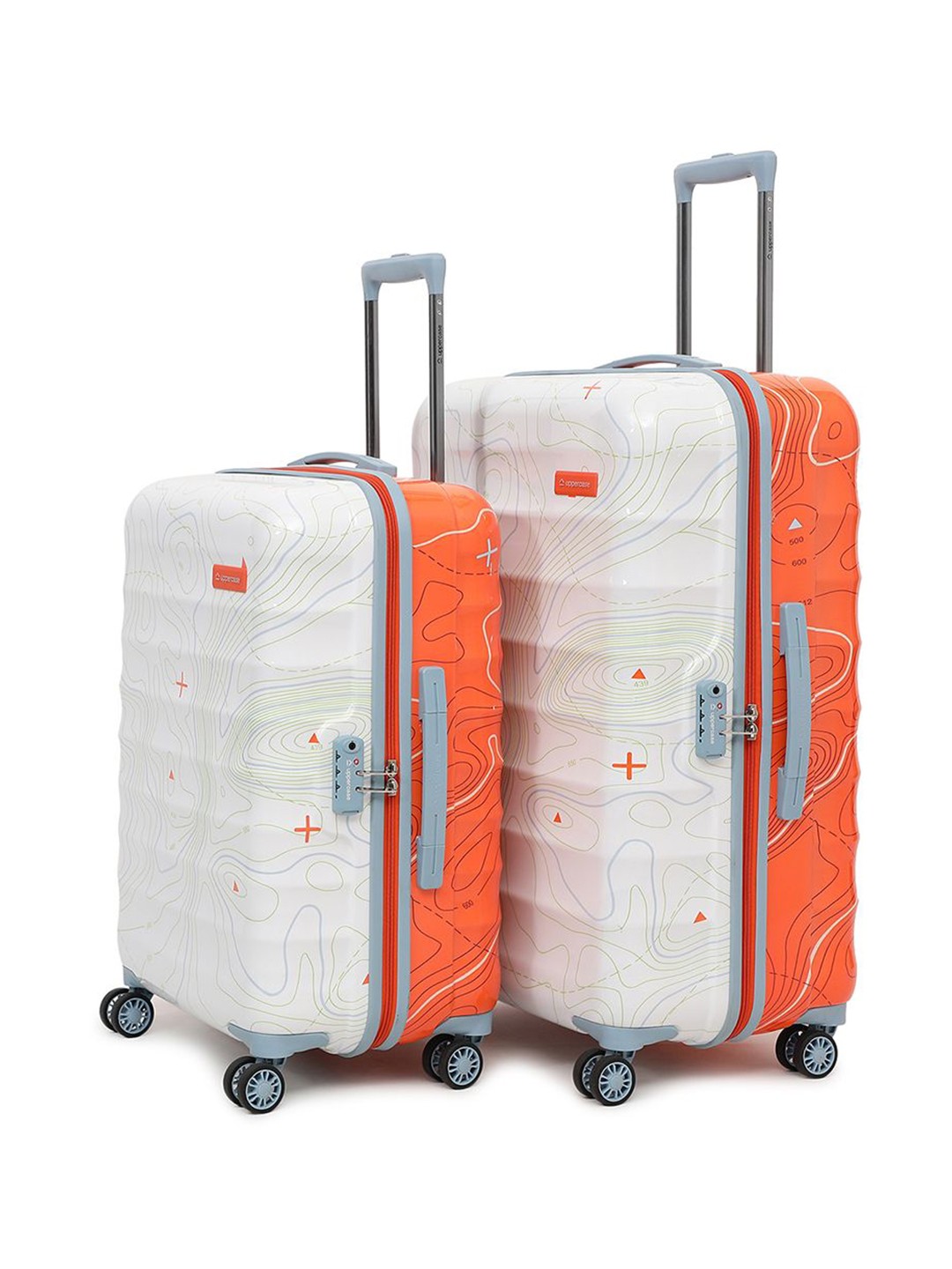

uppercase Set Of 2 Printed Hard-Sided Trolley Bag, Orange