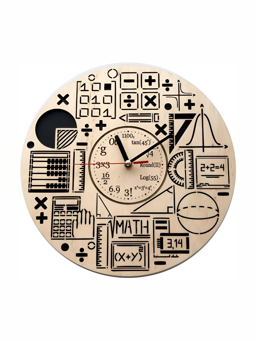 

QEZNEF Brown and Black Printed Round Shaped Wooden Analogue Contemporary Wall Clock