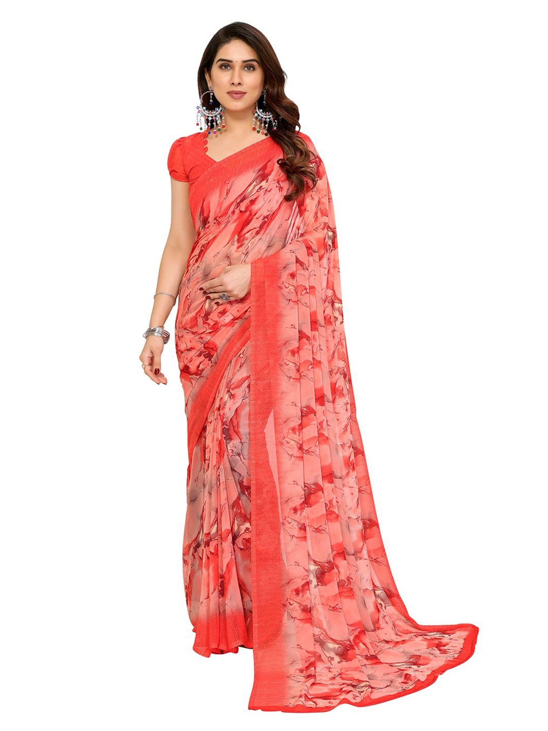 

ANAND SAREES Women Printed Saree, Orange