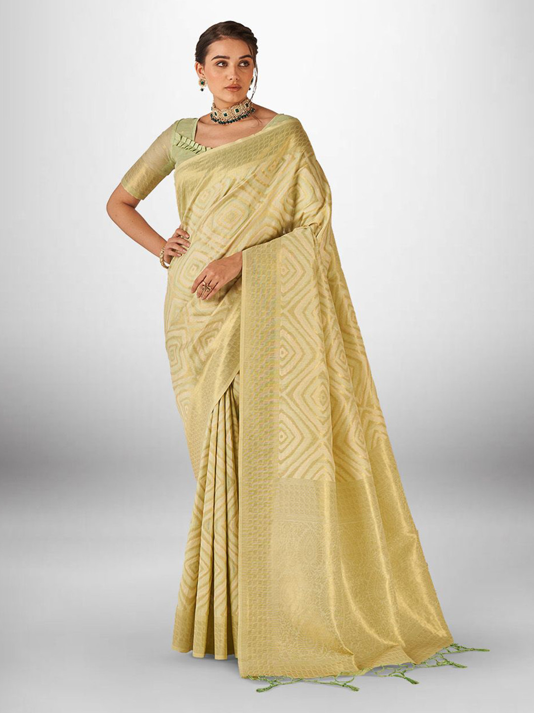 

SARHA Eeshwari Green Zari Pure Cotton Saree, Sea green