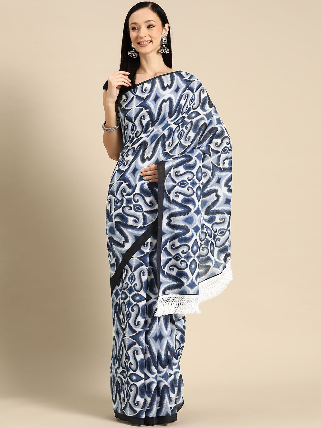 

BUTA BUTI Women Pure Cotton Printed Saree, Blue